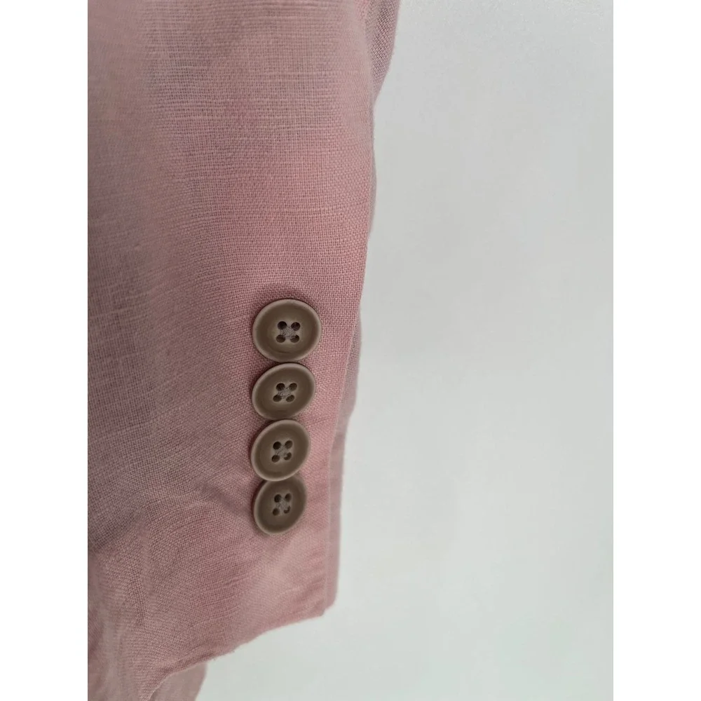 Nautica Linen Blend Blazer Sport Coat Men 44R Pink‎ Map Print Lining Hamptons
